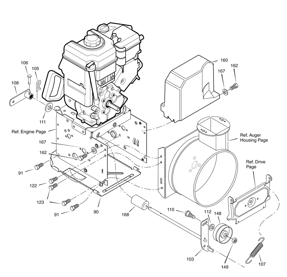 Frame Diagram and Parts List for 1695365-6271200X61 2007 Briggs and Stratton Snow Blower